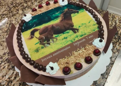 Bavarois chocolait fraise 10 12 parts avec photo chevaux