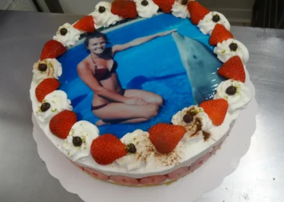 Fraisier 10 12 parts avec photo famille (2)