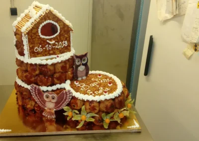 Pièce montée choux et nougatine thème hiboux